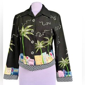 Vintage: Anage - Black Embroidered/Appliqué Jacket Blazer - Size S